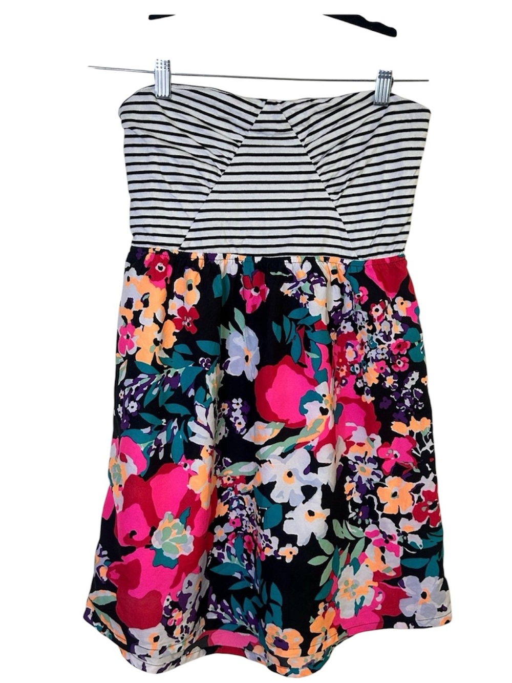 Roxy Y2K Striped Bodice Floral Skirt Girls' Dress Black & Multi Large Festival‎